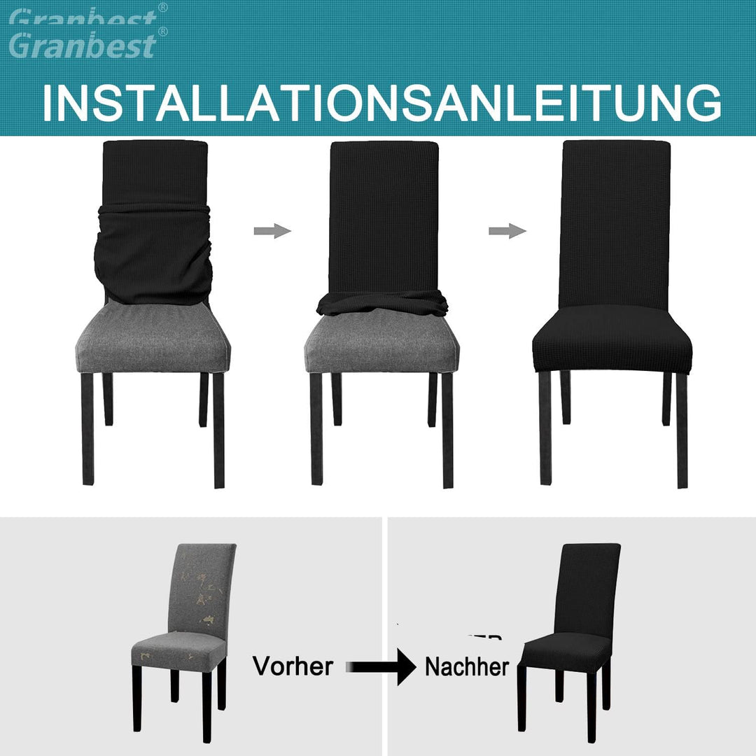 Granbest Premium Wasserdicht Esszimmerstuhl Abdeckungen Satz Von 6, Elastische Hohe Zurück Stuhlhuss