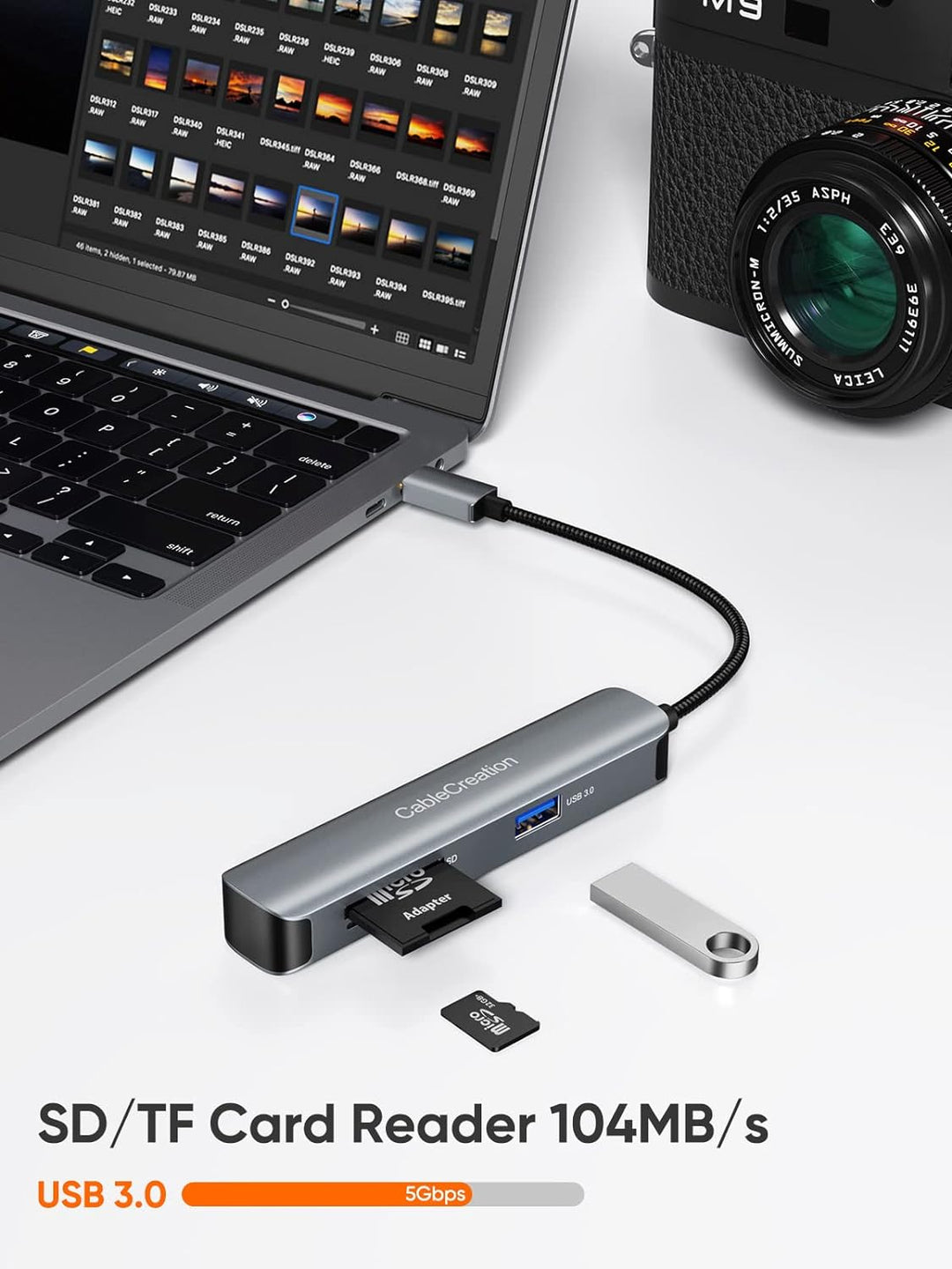 USB C Hub HDMI, USB-C Hub, CableCreation USB Hub, 2 USB 3.0, 1 HDMI 4K Adapter, SD/Micro SD-Kartenle
