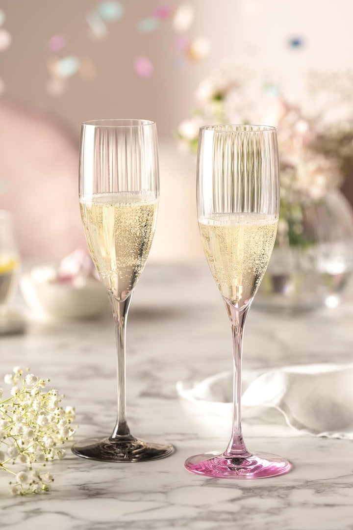 Leonardo Poesia Sektglas 6er Set, spülmaschinengeeignetes Champagnerglas, Höhe 25 cm, 250 ml, grau,