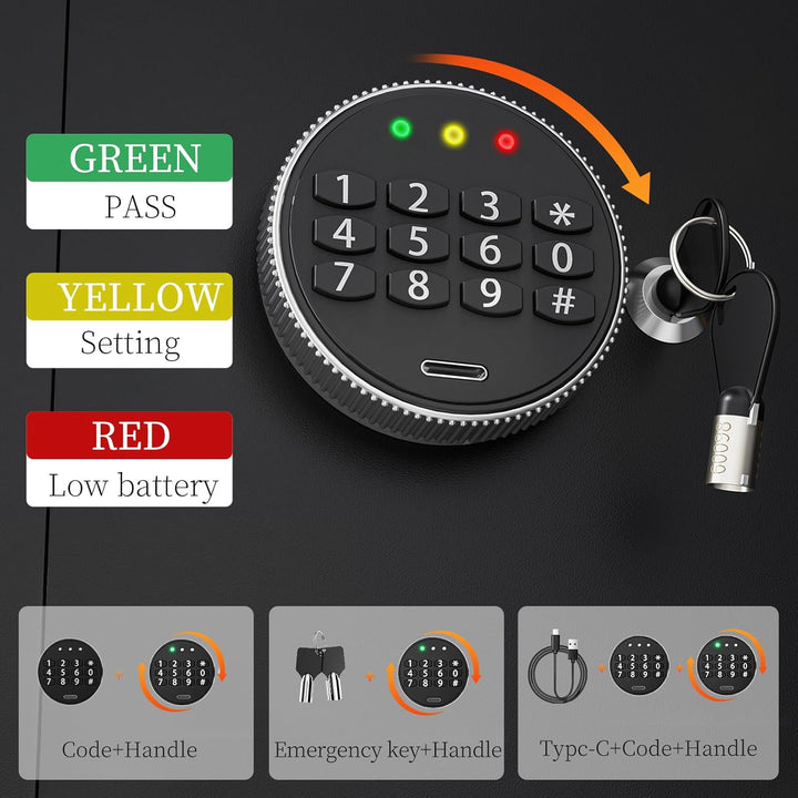 WASJOYE Mini Safe Tresor MöBeltresor Klein, Tresor mit Schlüssel, Kinder mit Zahlenschloss,Elektroni