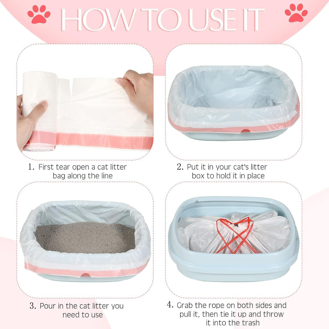 30Stück Katzentoilettenbeutel,Katzenstreutasche mit Zugbändern,Mülltüten,Selbstreinigende Katzentoil