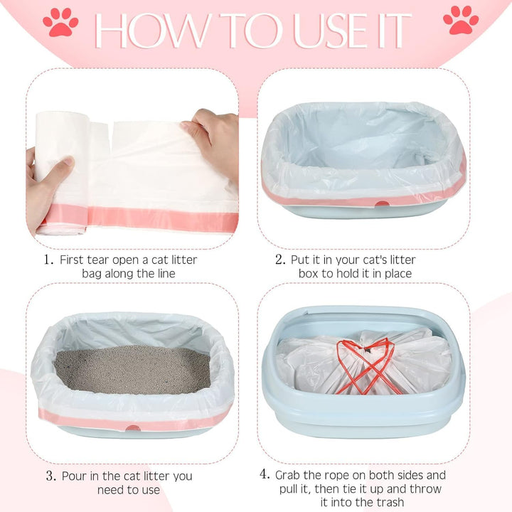 30Stück Katzentoilettenbeutel,Katzenstreutasche mit Zugbändern,Mülltüten,Selbstreinigende Katzentoil
