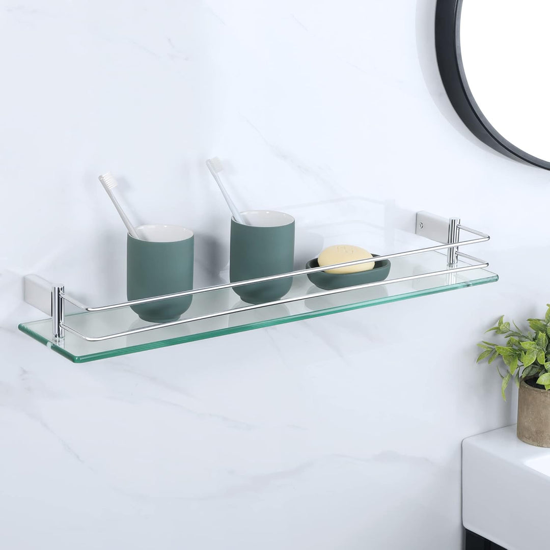 SAYAYO Duschablage Poliert Glasregal Edelstahl Duschregal Badezimmer Regal Duschkorb Shampoo Halteru