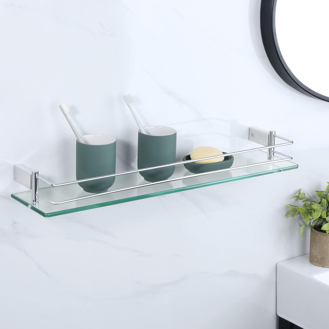 SAYAYO Duschablage Poliert Glasregal Edelstahl Duschregal Badezimmer Regal Duschkorb Shampoo Halteru