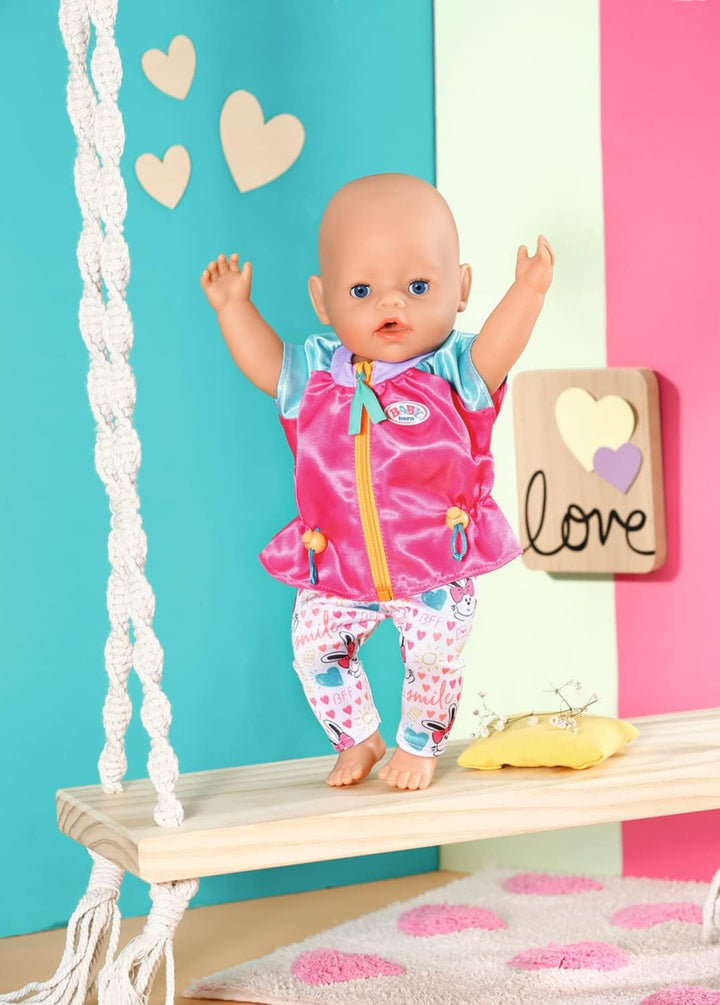 BABY born Freizeitanzug Pink, Kleidungsset bestehend aus Freizeitjacke in rosa türkis mit Leggings f