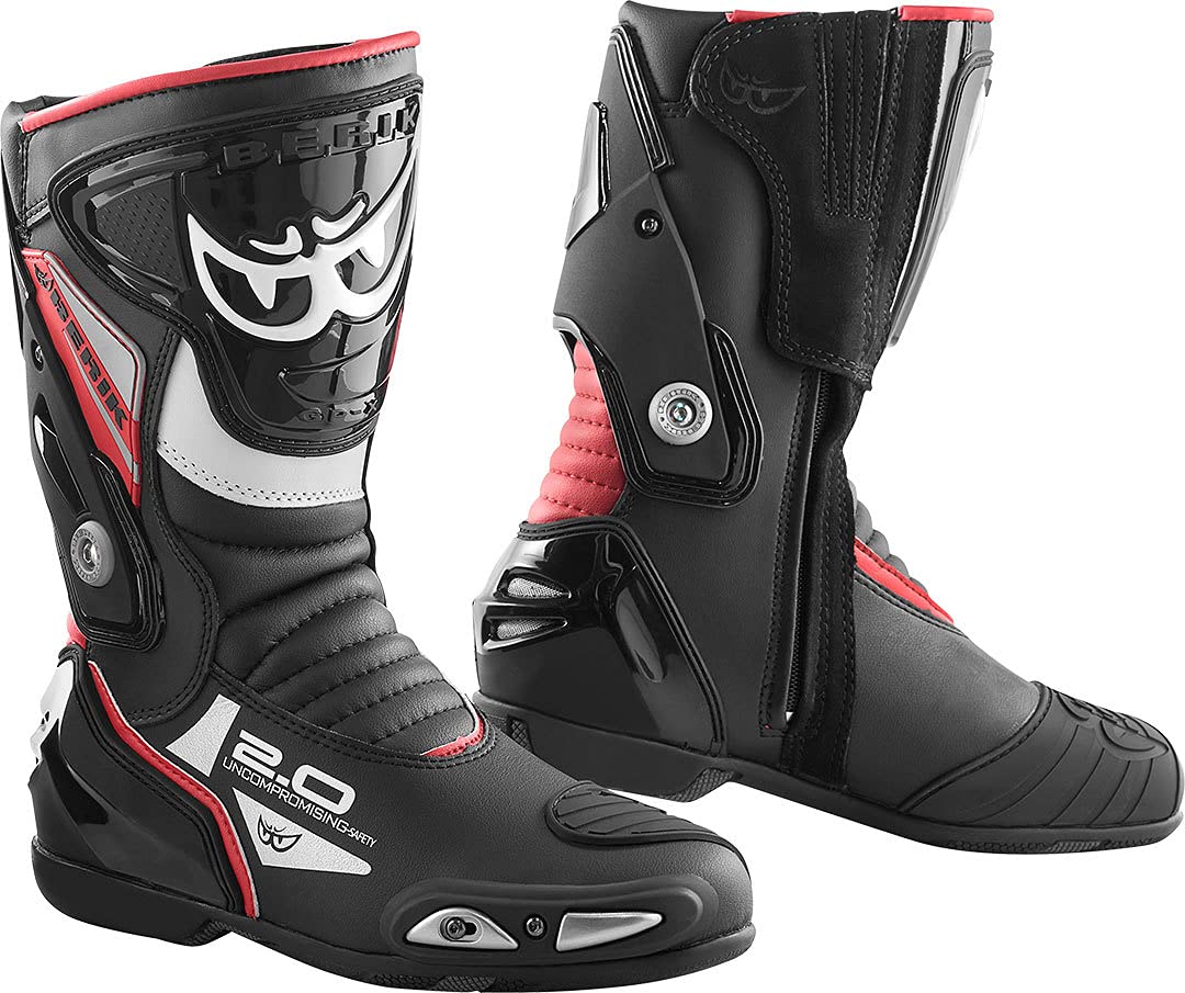 Berik Shaft 2.0 Motorradstiefel, schwarz/rot, 37 Schwarz Rot 37 EU, Schwarz Rot 37 EU