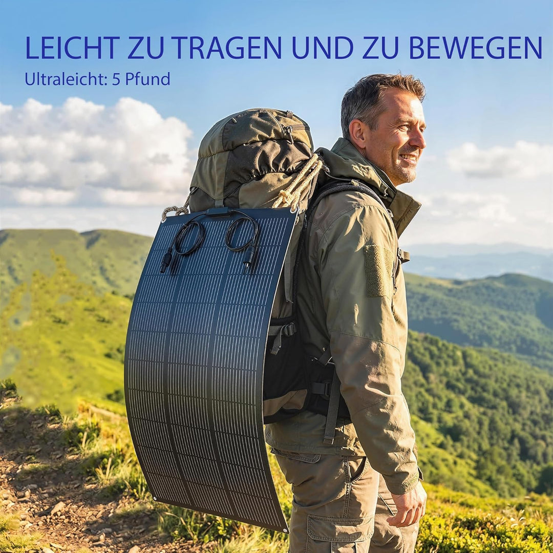 HOMCOM Solarpanel 100W 18V Tragbares Outdoor Solarladegerät mit 2 USB, LCD-Anzeige IP67 Wasserdicht