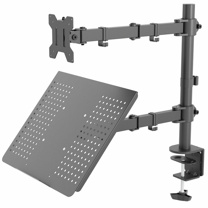 VIVO Voll einstellbare Einzel Computer-Monitor und Laptop-Schreibtischhalter Combo schwarz Ständer m
