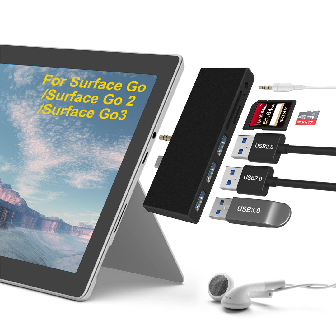 Surface Go Docking Station, USB C Hub Surface Go /Go2 /Go3 mit USB3.0+2 USB 2.0+SD Kartenleser+Micro