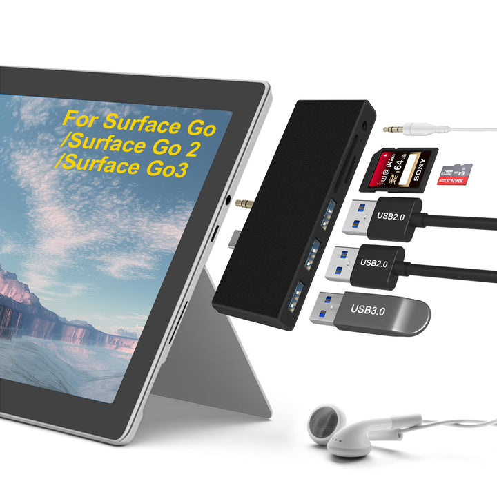 Surface Go Docking Station, USB C Hub Surface Go /Go2 /Go3 mit USB3.0+2 USB 2.0+SD Kartenleser+Micro
