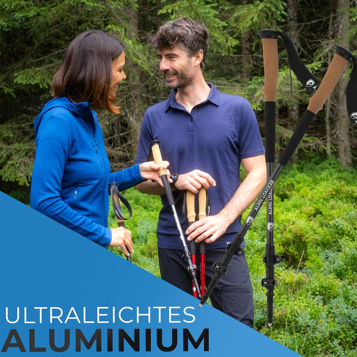 ALPIN LOACKER Teleskop Wanderstöcke Aluminium und Carbon mit Korkgriff I Leichte Nordic Walking Stöc