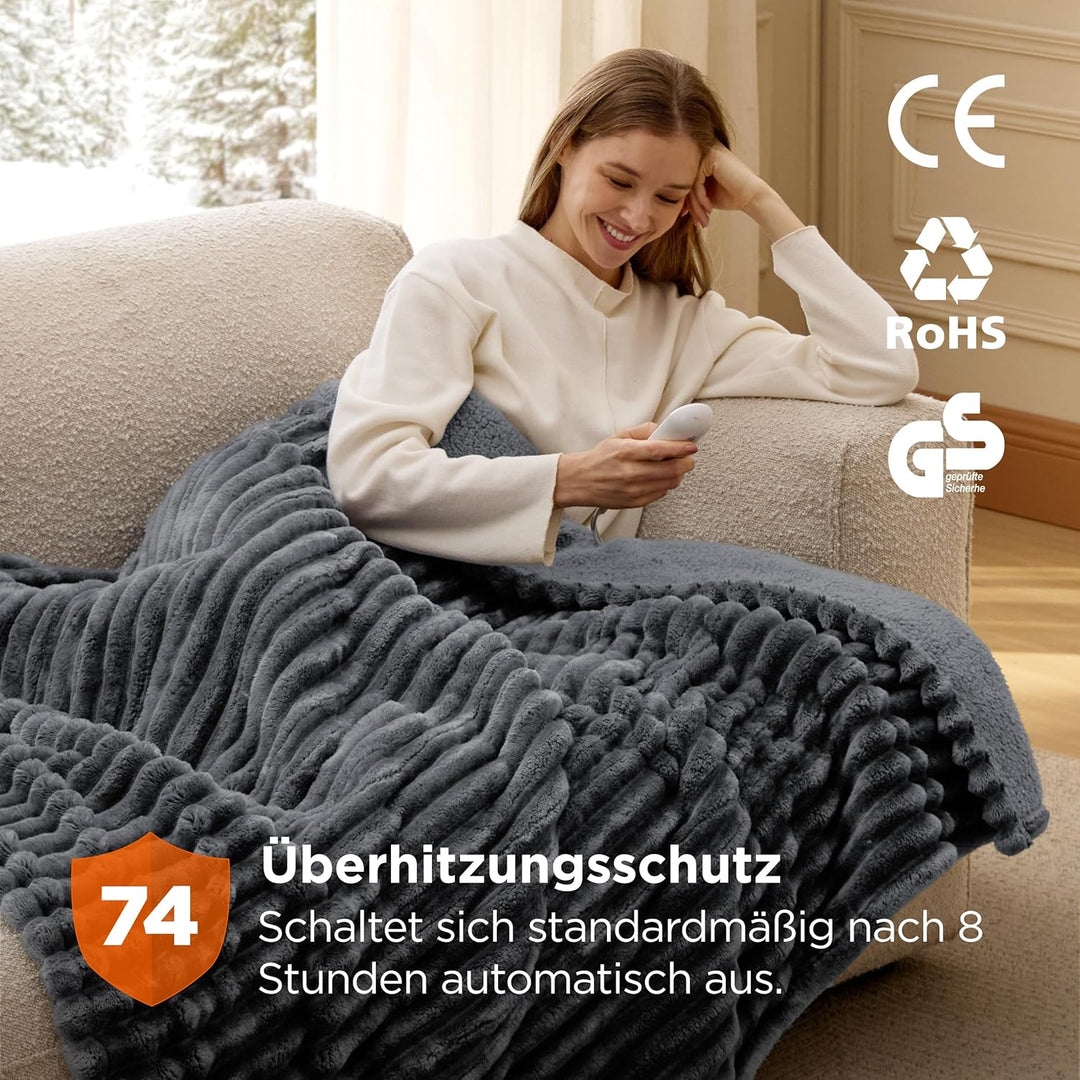 BEDSURE Heizdecke Wärmedecke Elektrische Kuscheldecke - mit Abschaltautomatik, 6 Heizstufen & 10 Stu