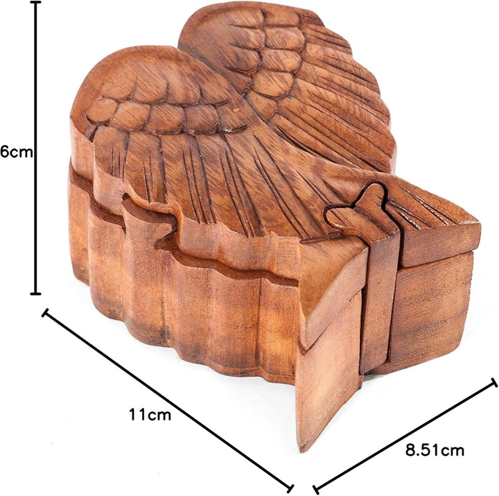 Windalf Glücks Geschenk Schmuckdose Kila 11 cm Engelsflügel Geschenkbox Handarbeit aus Holz
