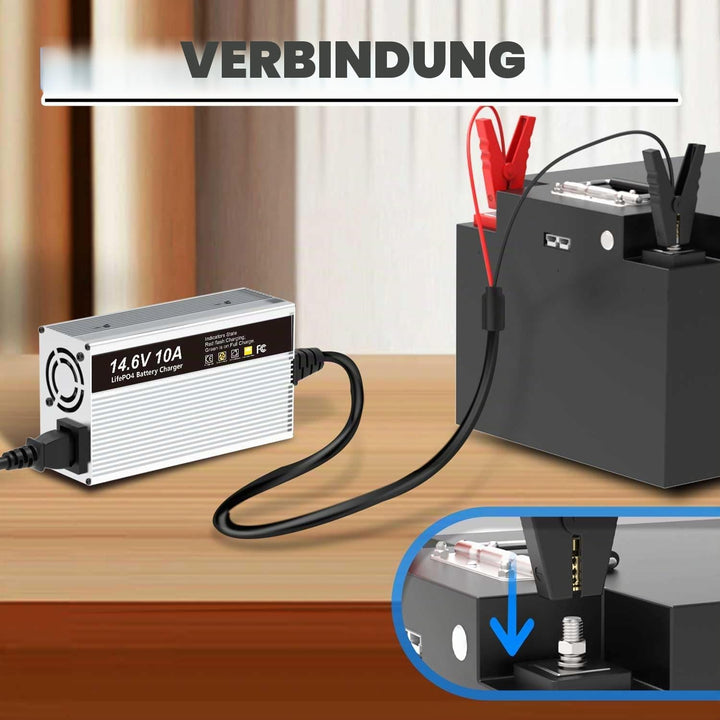 14,6V 10A LiFePO4 Ladegerät für 12V (12,8V) Lithium Eisenphosphat Batterieladegerät Schnellladung sc