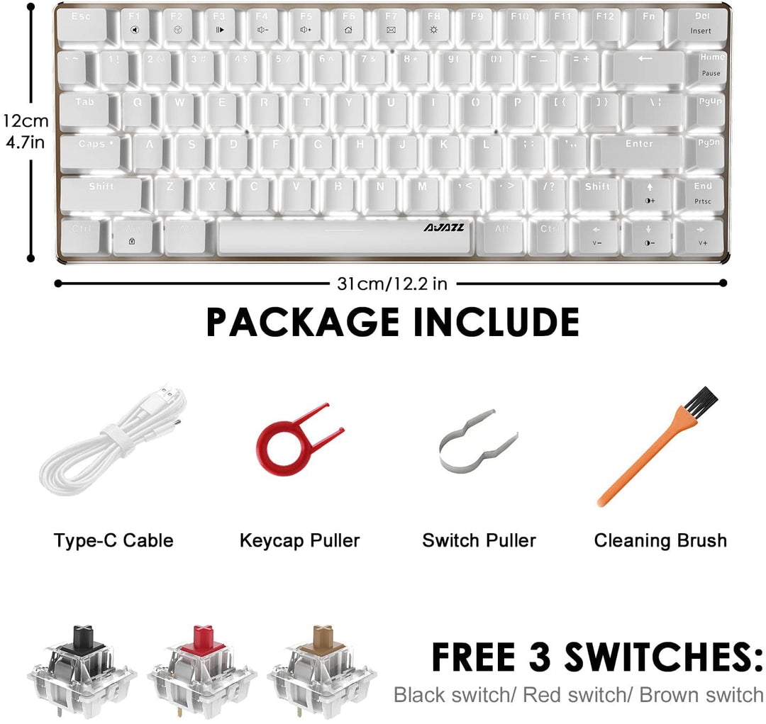 Hotswapple Gaming-Tastatur, 80% Mechanische Rote Schalter Keyboard mit weisse LED-Hintergrundbeleuch