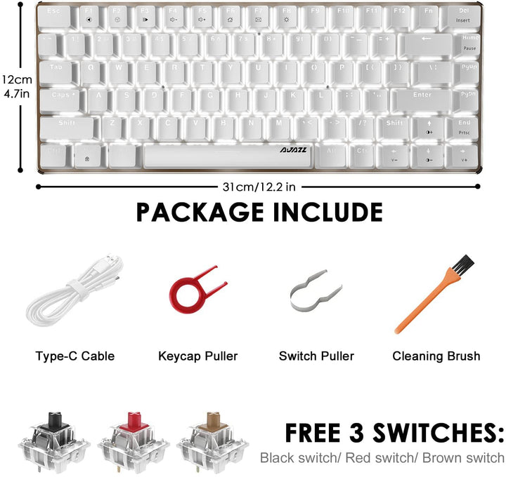 Hotswapple Gaming-Tastatur, 80% Mechanische Rote Schalter Keyboard mit weisse LED-Hintergrundbeleuch