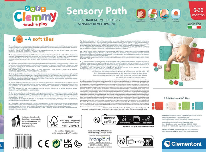 Clementoni 17352 Soft Clemmy Sensorische Krabbeldecke für Babys Bausteine für Kleinkinder ab 10 Mona