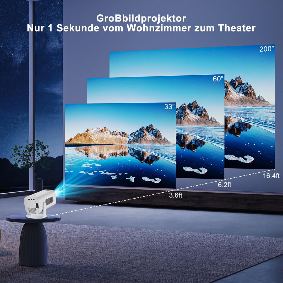 Eroshoo Mini Beamer,Handy Beamer 4K Unterstützung mit Ständer,1080P Mini Projektor Android,Heimkino