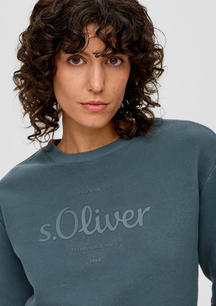 s.Oliver Sweatshirt mit Logo-Print, 36 Gr&#xFC;n