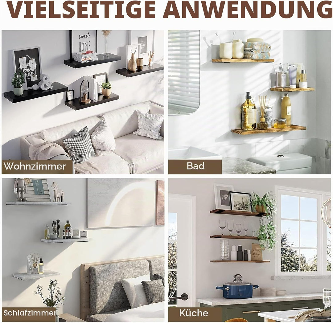 Robuste Regalhalterung, rustikale schwebende Regalhalterung für Regale, Wandmontage, 6 Stück, indust