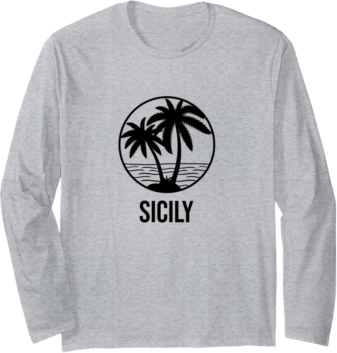 Sizilien Souvenir Urlaub Palme Sommer Urlaub Reise Langarmshirt