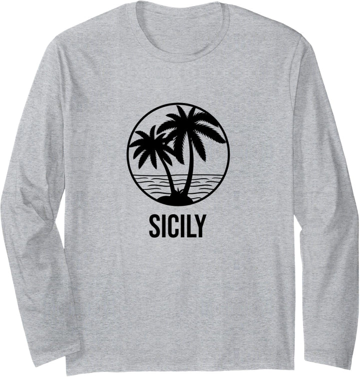 Sizilien Souvenir Urlaub Palme Sommer Urlaub Reise Langarmshirt