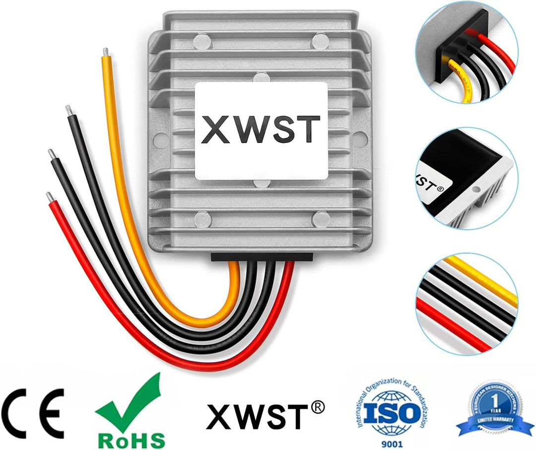 XWST Gleichstromwandler, 24 V auf 12 V, Spannungsregler, 10 A, 120 W, Schritt nach unten, wasserdich