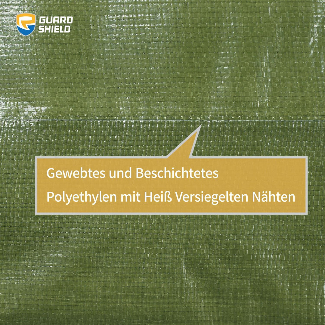 GUARD SHIELD Abdeckplane mit Ösen Wasserdicht 3m x 4m Grün Plane 160g/㎡ Schutzplane Allzweckplane, R