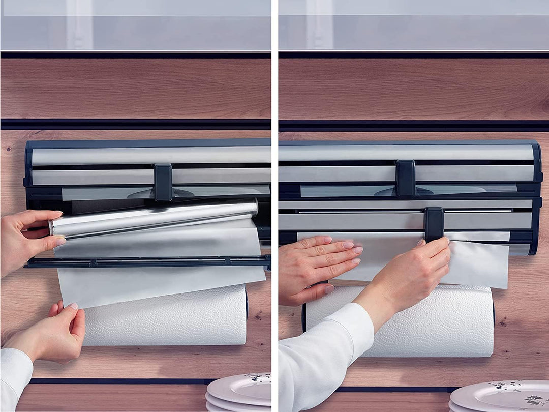 Leifheit Wandrollenhalter Parat Royal 2.0 für 3 Rollen, Küchenrollenhalter für glatte Schnittkanten,