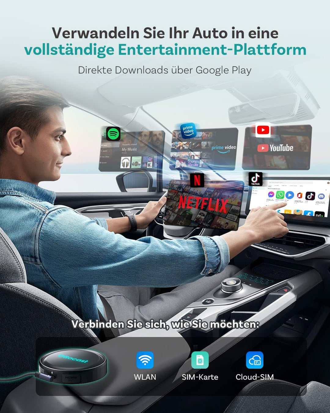 (2026 Neu) OTTOCAST P3 Pro CarPlay AI Box, 3-in-1 Wireless CarPlay & Android Auto Adapter mit HDMI-A