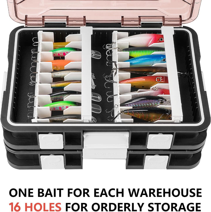 Köderbox Angeln Set, 2 Stück Angelbox 23x16x5 cm, Tackle Box Angeln mit Herausnehmbaren Trennwänden,