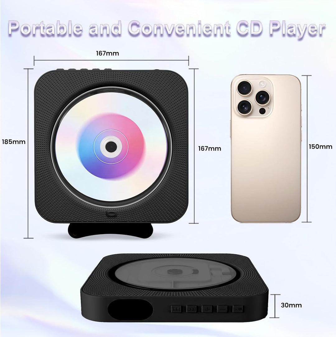 Tragbarer Desktop-CD-Player mit mit Staubschutz – Wandmontierbarer CD Player Bluetooth Eingebaute Do