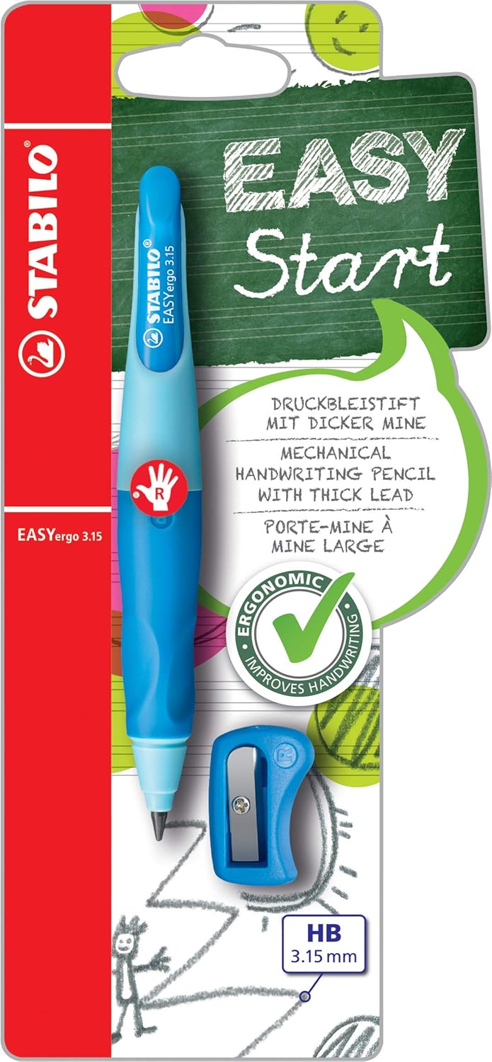 STABILO - Stifte-Set - Ergonomischer Druck-Bleistift für Rechtshänder - EASYergo 3.15 in hell/dunkel