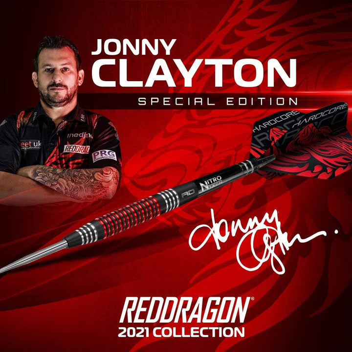 RED DRAGON Jonny Clayton Sonderausgabe 24 Gramm Professionelle Wolframpfeile mit Flügen und Stielen
