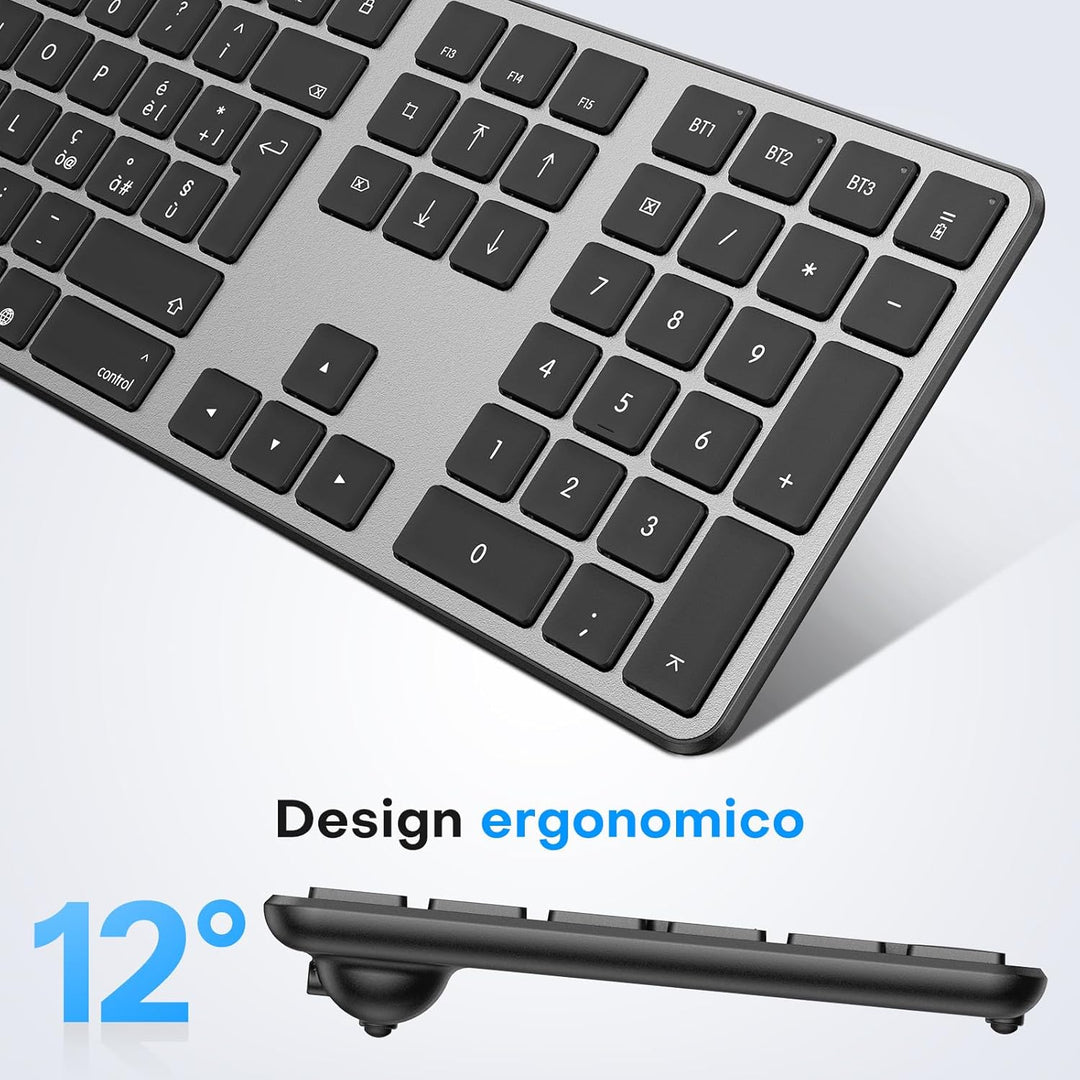 OMOTON Drahtloses Bluetooth-Tastatur- und Maus-Set für Mac, wiederaufladbare Tastatur und Maus mit 3