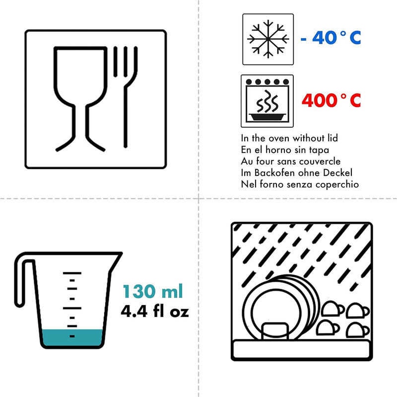 Grizzly Mini Glas Frischhaltedosen, Set 6X 130 ml, luftdicht, rund, Click-Verschluss, Idealer Behält