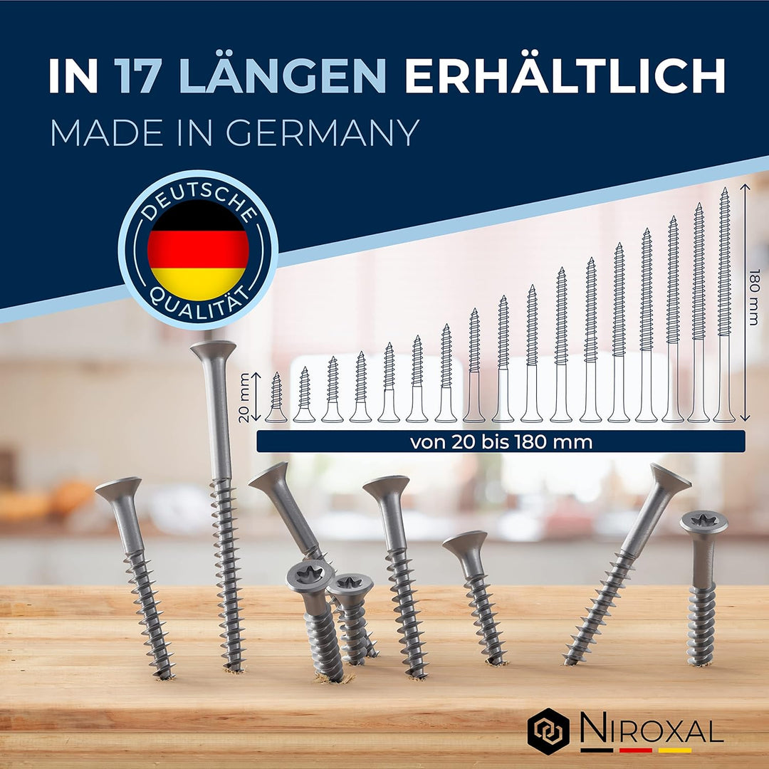 Edelstahlschrauben Torx Holzschrauben 6x55 Edelstahl V2A rostfrei Spanplattenschrauben für Holz Teil