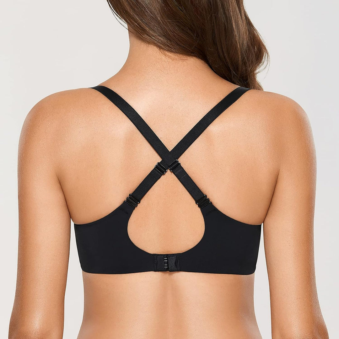 DOBREVA Damen Push Up Bügel BH Soft T Shirt BHS mit Licht Gepolstert Komfort Sexy 70B Schwarz, 70B S