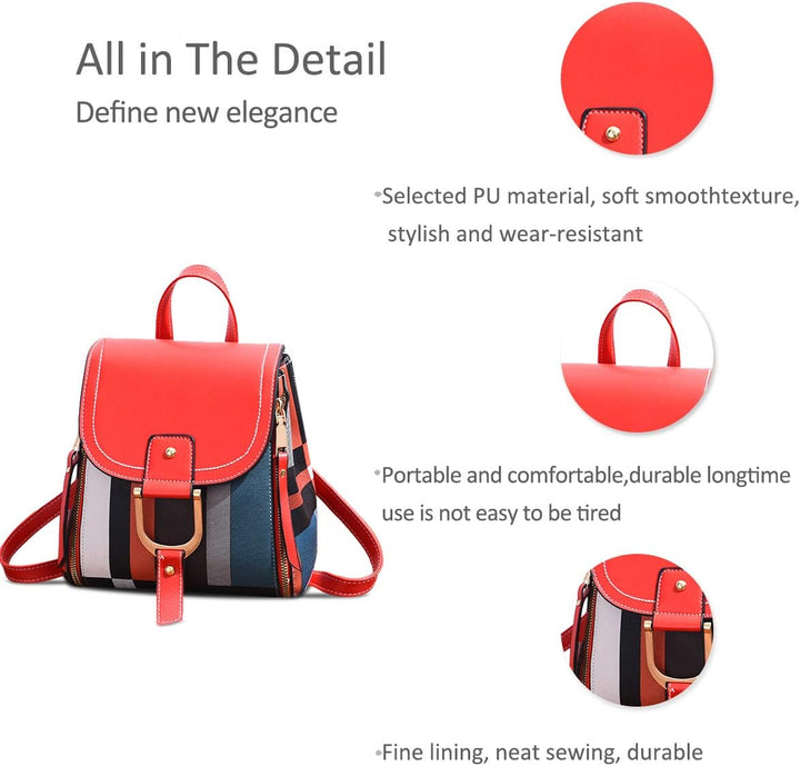 NICOLE&DORIS Damen Rucksack Kleiner Rucksack Umhängetasche Handtaschen Rucksack für Damen Leder Ruck