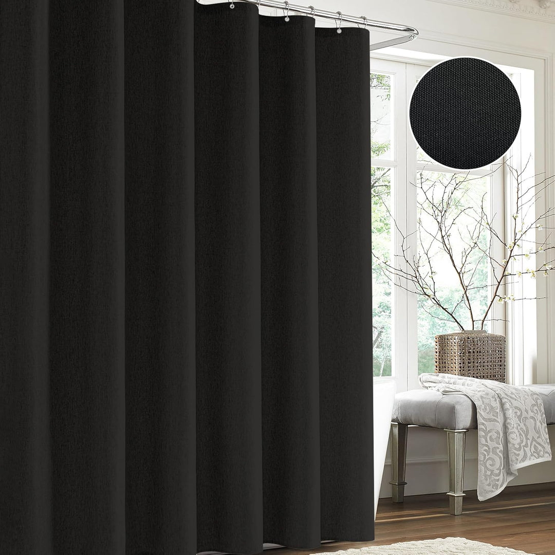 Duschvorhang Leinen mit Metall Duschvorhangringe Stoff Textil Badewannenvorhang Anti Schimmel Bad Vo