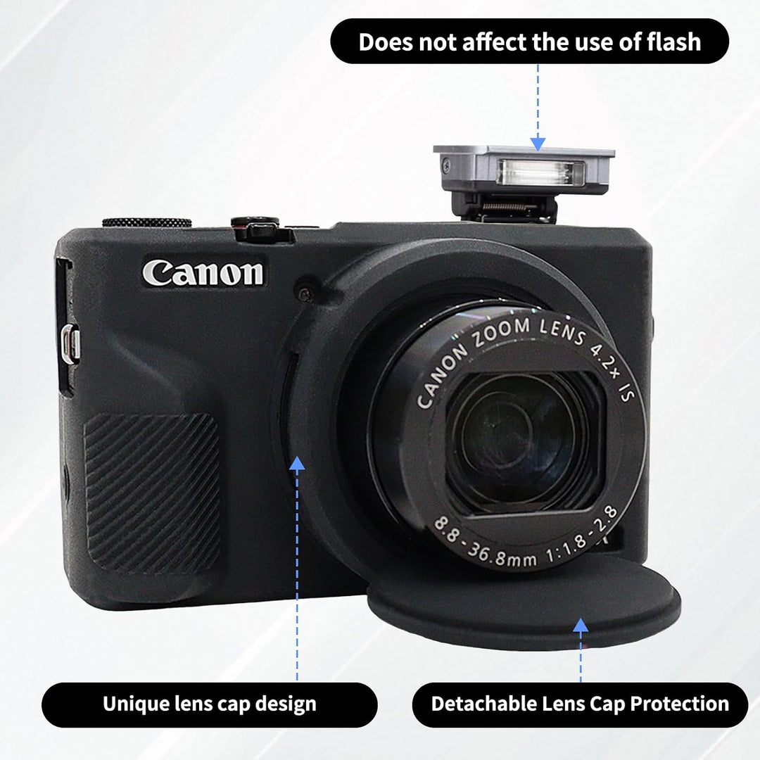 Rieibi Silikon-Schutzhülle für Canon G7X Mark III Hülle, G7X Mark III Zubehör mit 2 Stück Displaysch