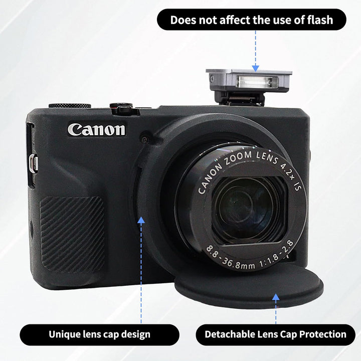 Rieibi Silikon-Schutzhülle für Canon G7X Mark III Hülle, G7X Mark III Zubehör mit 2 Stück Displaysch