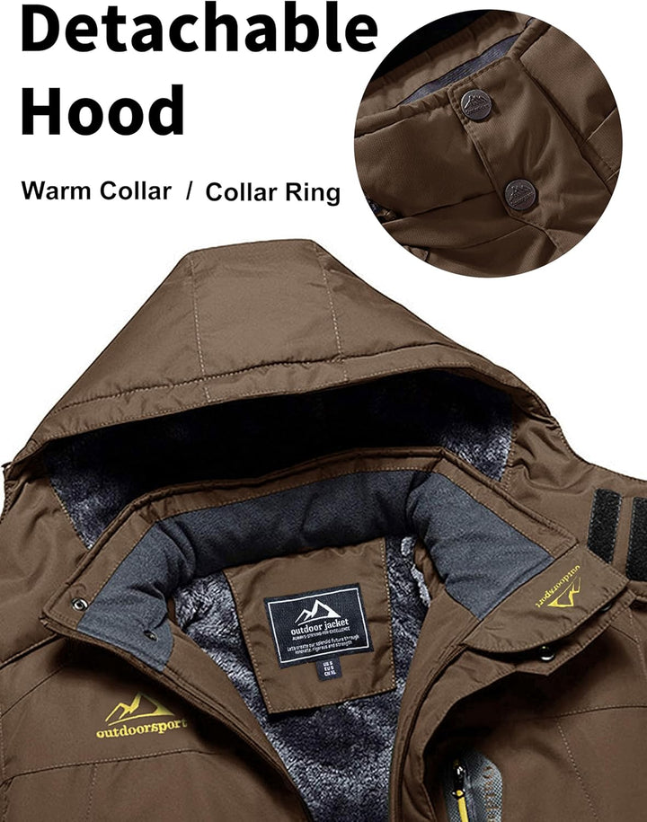 MAGCOMSEN Herren Winter Fleecejacke Warme Gefüttert Skijacke Outdoor Winddicht Wasserdicht Jacke Ver