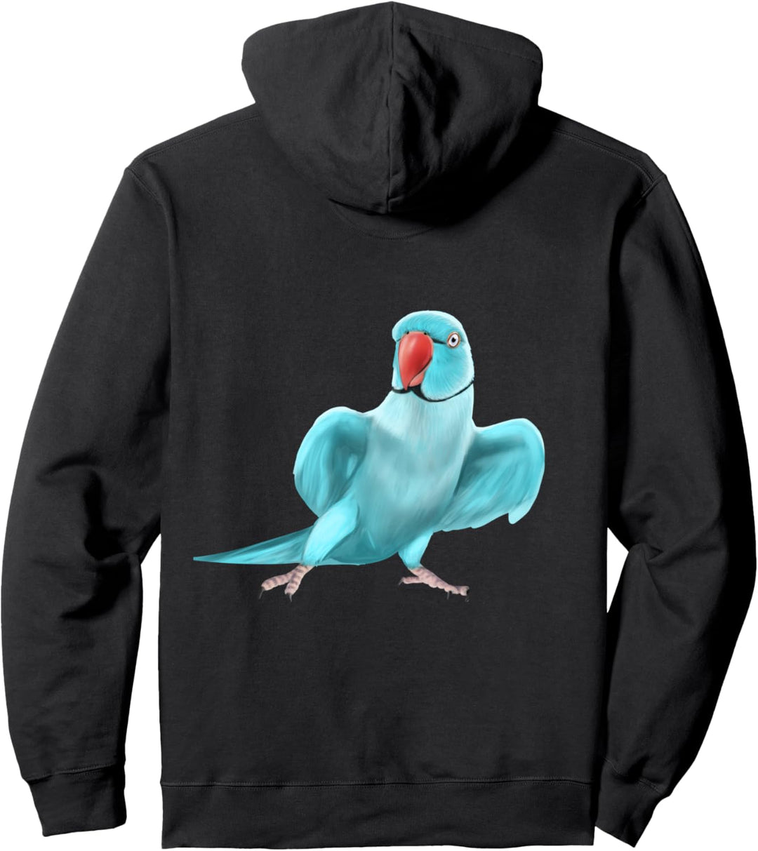 Blauer indischer Ringneck-Papagei-Vogel Pullover Hoodie