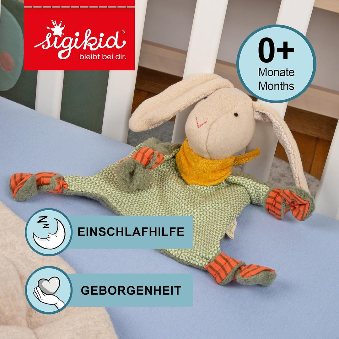 sigikid Baby Schnuffeltuch Schmusetuch Kuscheltuch ab Geburt Geschenkidee Grün/Rot/Beige/Hase, Grün/