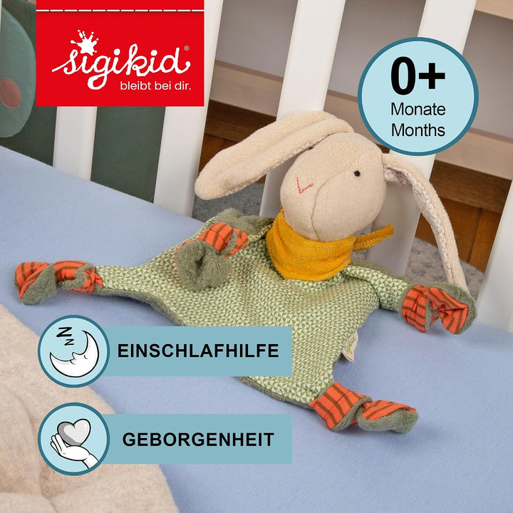 sigikid Baby Schnuffeltuch Schmusetuch Kuscheltuch ab Geburt Geschenkidee Grün/Rot/Beige/Hase, Grün/