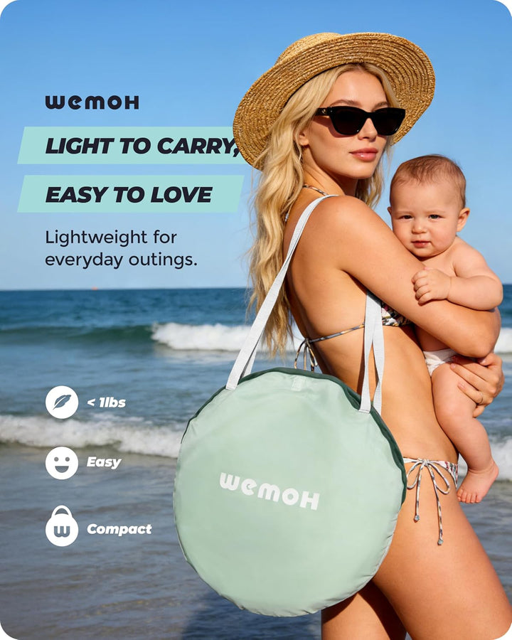 Strandmuschel Pop-Up Baby &amp; Kinder - Strandzelt Windschutz (Grün) | UV-Schutz UPF 50+, automatischer