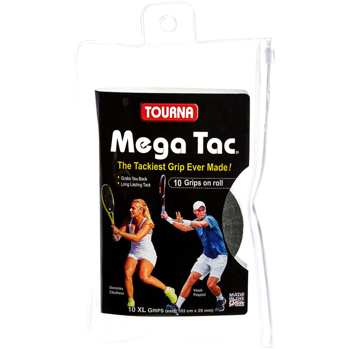 Tourna Mega Tac Extra Tacky Overgrip, 10-Pack 10-Pack Schwarz, 10-Pack Schwarz