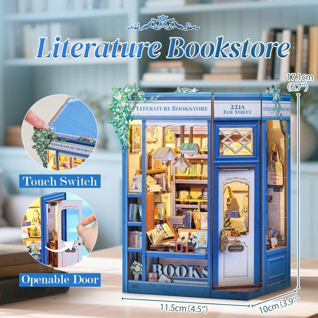 CUTEBEE DIY Book Nook - DIY Puppenhaus Häuser, Miniatur Haus Selber Bauen mit LED-Beleuchtung | Krea
