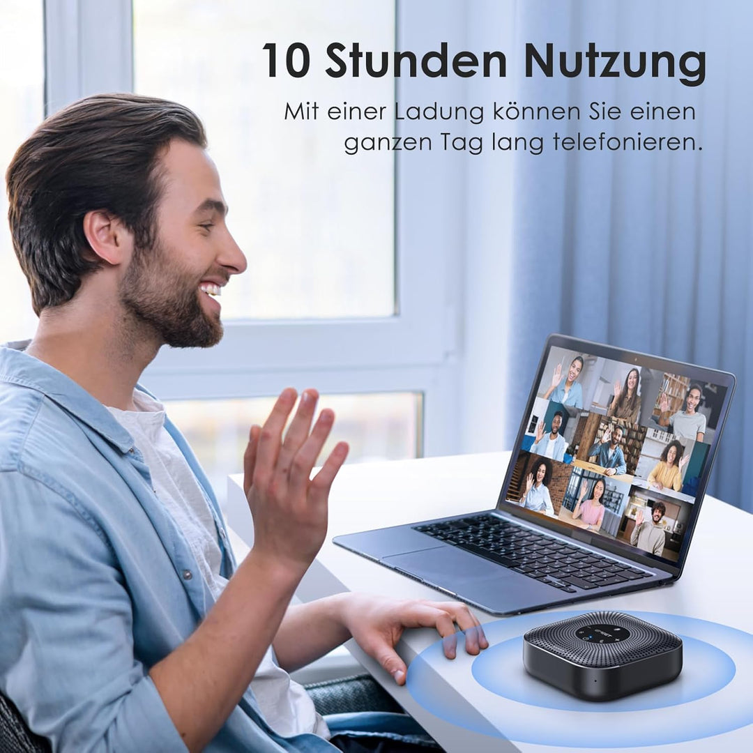 EMEET Konferenzlautsprecher M0 Plus,4 AI Mikrofon Arrays für 360° Raumabdeckung,PC Freisprecheinrich